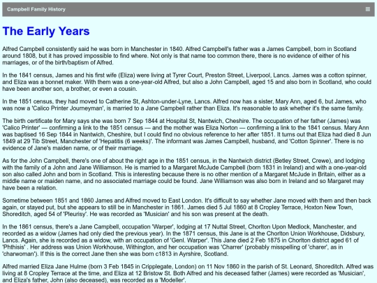 CampbellHistory/EarlyYears screenshot