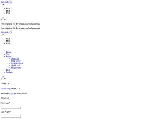 mens fasion /checkout screenshot