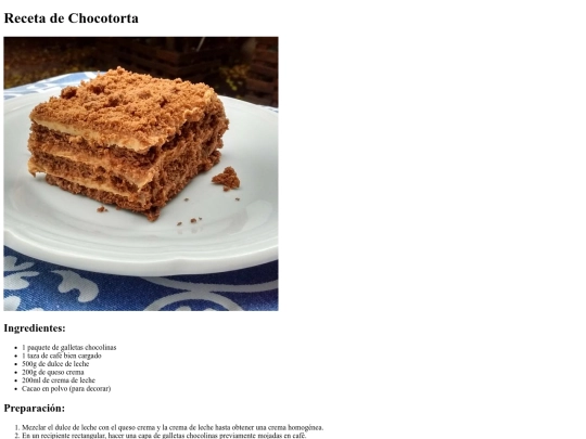 recetario/chocotorta screenshot