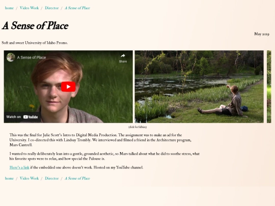 Video Work/Director/senseofplace screenshot