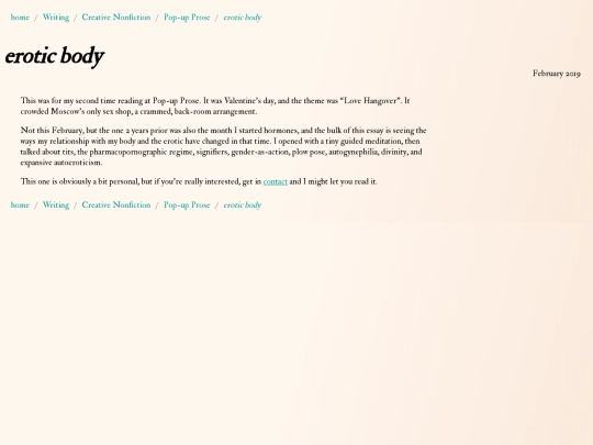 Writing/Creative Nonfiction/Pop-up Prose/eroticbody screenshot