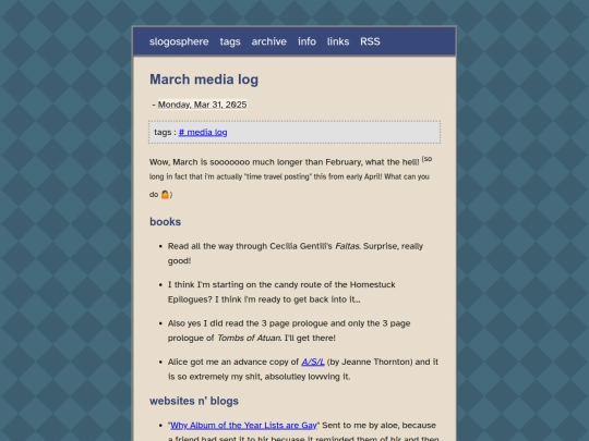blog/posts/2025-03-31-March-media-log screenshot