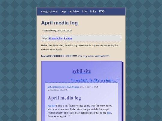 blog/posts/2025-04-30-April-media-log screenshot