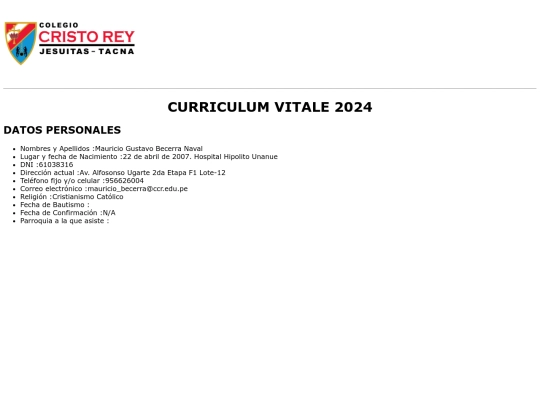 Curriculum screenshot