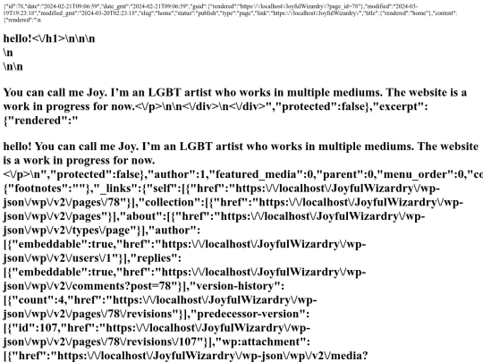 wp-json/wp/v2/pages/78 screenshot