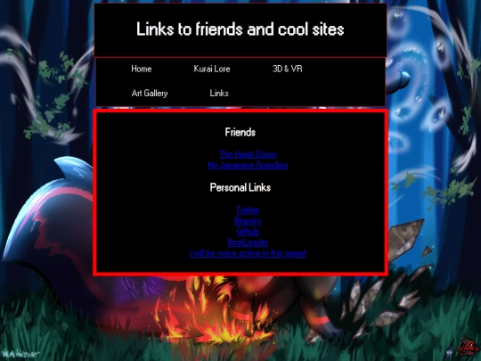 Links screenshot