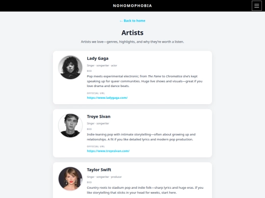 artists screenshot