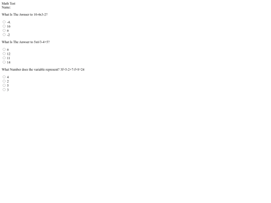 Mathtest screenshot