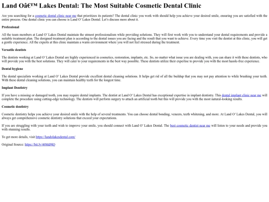 LandOLakesDentalTheMostSuitableCosmeticDentalClinic screenshot