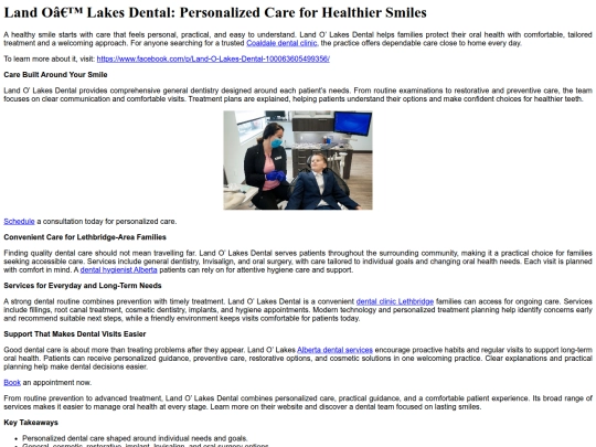 land-o-lakes-dental-personalized-care-for-healthier-smiles screenshot