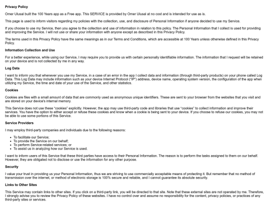 100years/privacy_policy screenshot