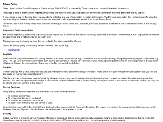 transpilotapp/privacypolicy screenshot