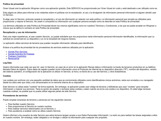 wingmanapp/es/privacypolicy screenshot
