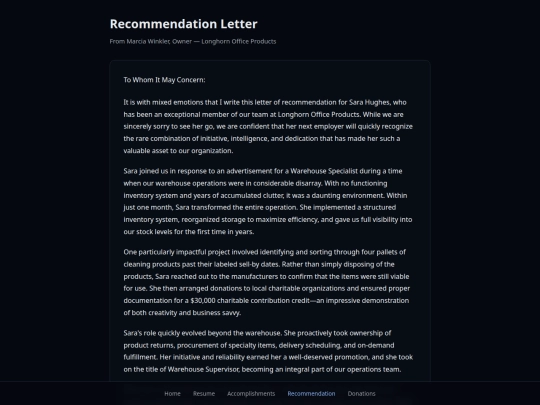 recommendation screenshot