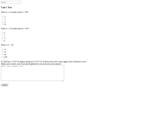 mathtest screenshot