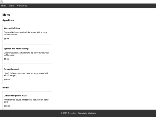 menu screenshot