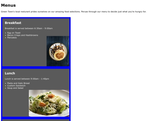 Menu screenshot