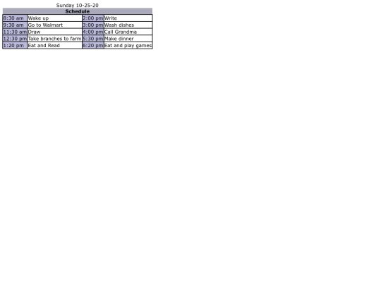 schedule screenshot