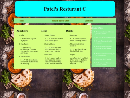 menu screenshot