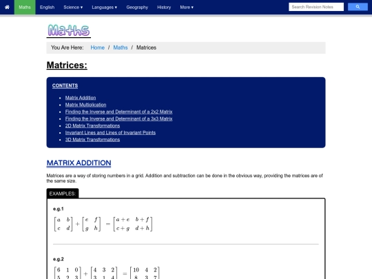 maths/matrices screenshot