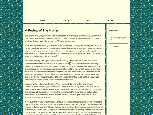 Writing/going to the movies screenshot