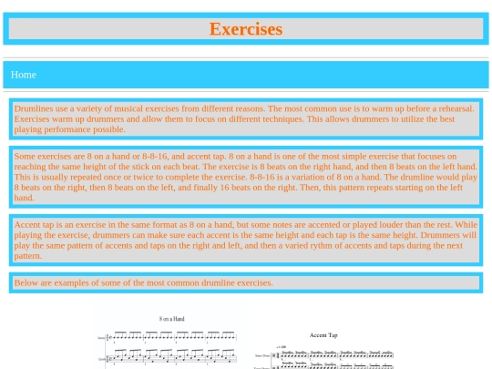 Exercises screenshot