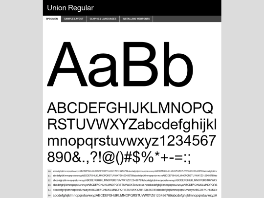 fonts/union-regular-demo screenshot