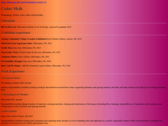 CV screenshot