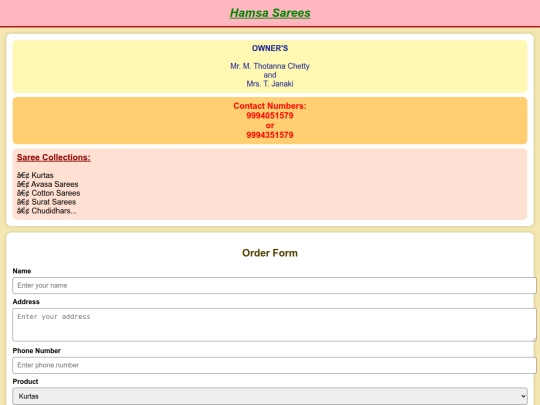Qr of order form and payment Qr codes screenshot
