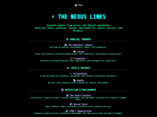 links screenshot