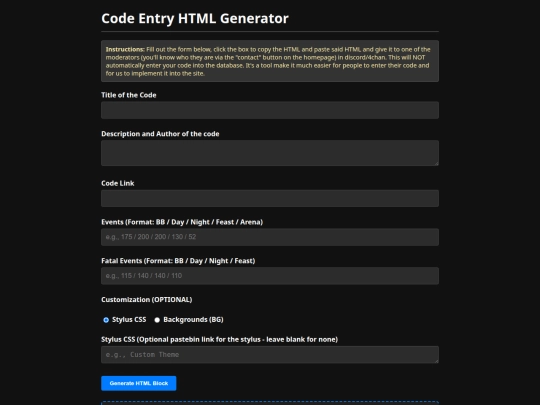 Code Entry screenshot