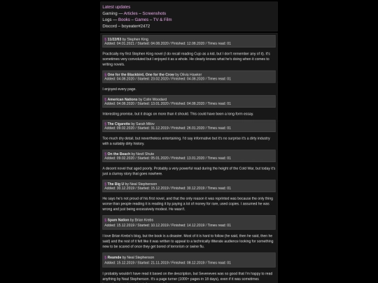 logs/books screenshot