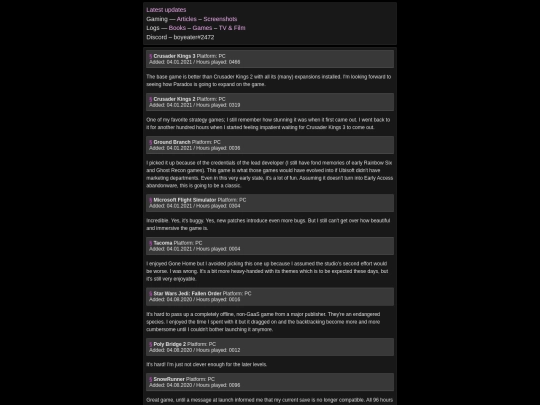 logs/games screenshot