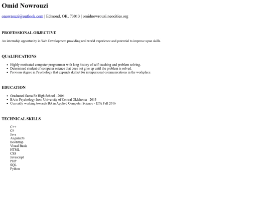views/resume screenshot