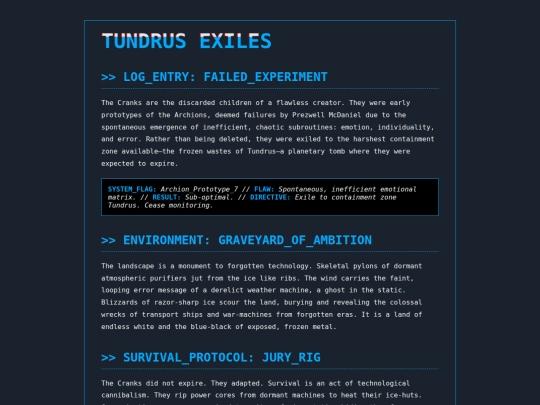tundrus-exiles-dossier screenshot