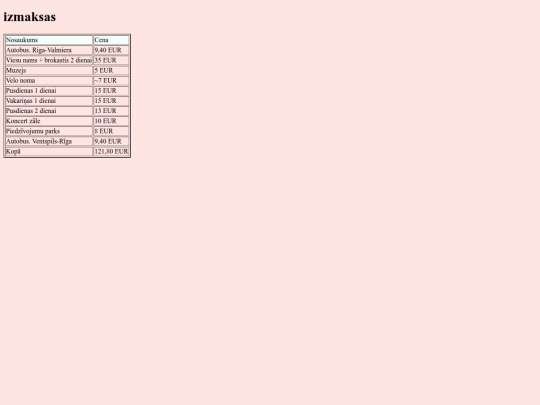 izmaksas screenshot
