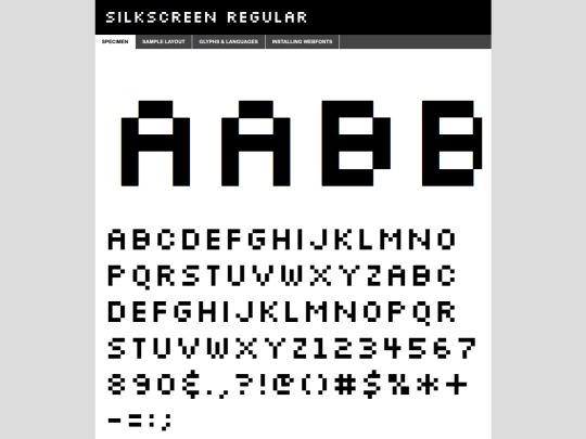 fonts/silkscreen-regular-demo screenshot