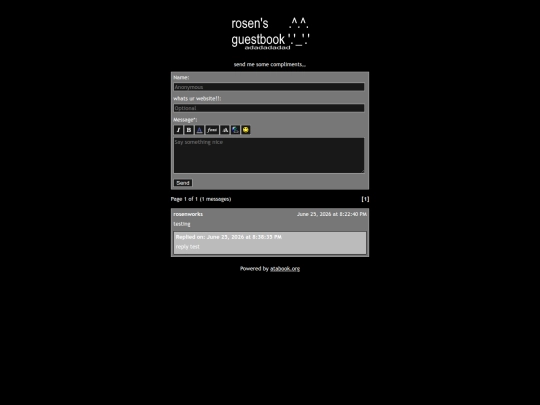 guestbook screenshot