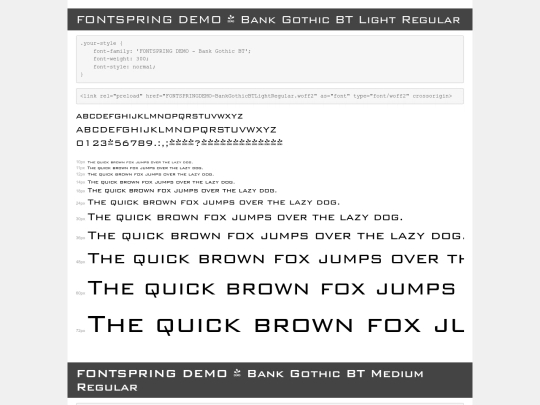 Bank Gothic /demo screenshot