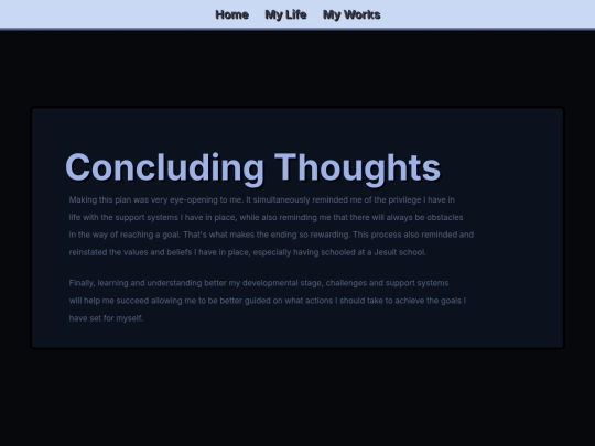 reflections/conclusion screenshot