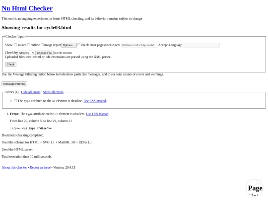 cycle03.html - Nu Html Checker screenshot