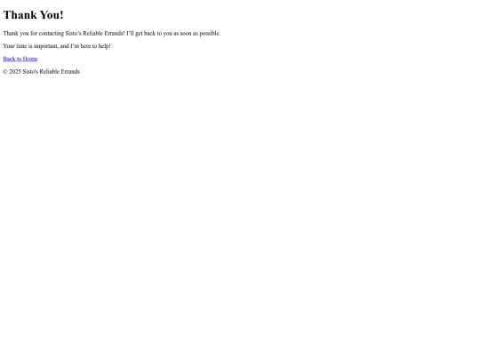 SistosReliableErrands/thankyou screenshot