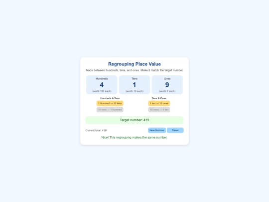 math/regrouping-place-value-game screenshot