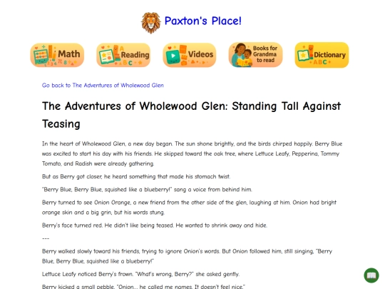 reading/adventures-of-wholewood-glen/standing-tall-against-teasing screenshot