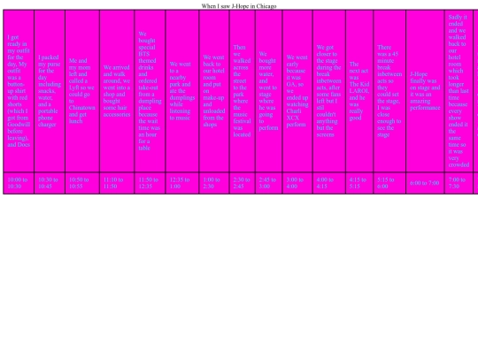 schedule screenshot