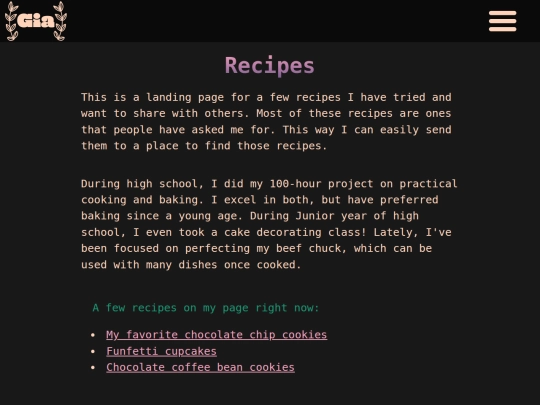 recipes screenshot