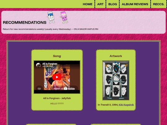 RECOMMENDATIONS screenshot