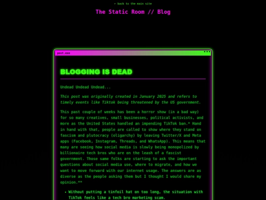 blog/Blogging is Dead screenshot