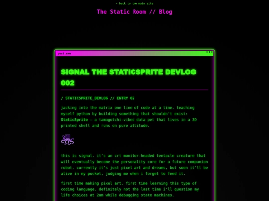 blog/Signal the StaticSprite screenshot