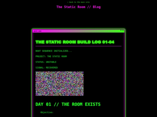 blog/The Static Room Build Log screenshot